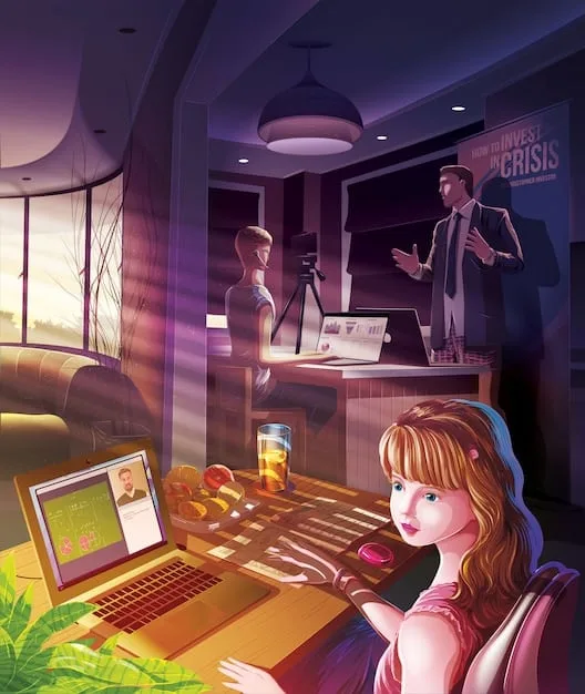 A scene from a Josei manga set in an office, with female characters displaying a range of emotions from stress to determination. The background is detailed, depicting a realistic office environment.