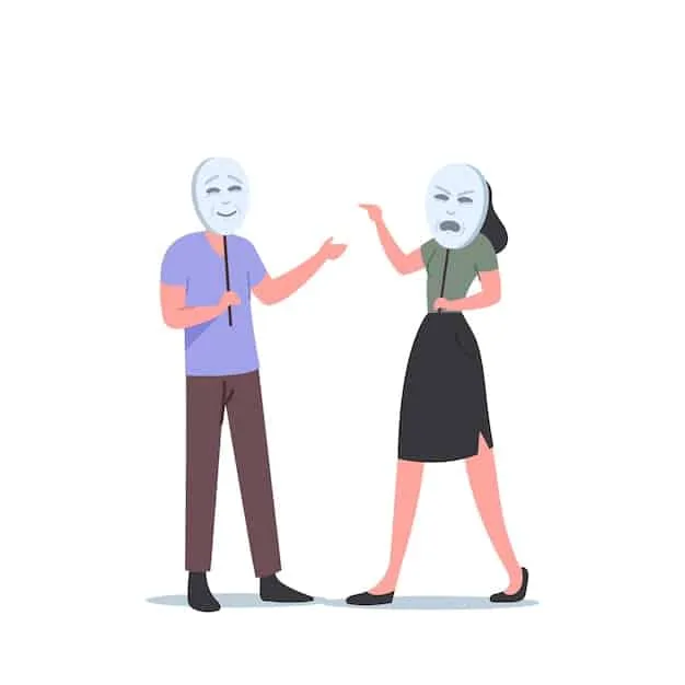 A panel depicting two characters engaged in a tense conversation, highlighting their strained relationship. The body language and facial expressions convey underlying tension and unresolved conflict.