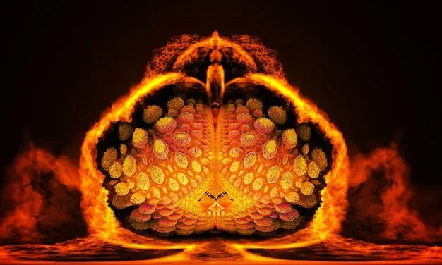 A dynamic scene from Flame of Recca showing Recca unleashing one of his flame dragons during a battle. The artwork emphasizes the power and intensity of the fire. The background shows a detailed, battle-scarred environment.