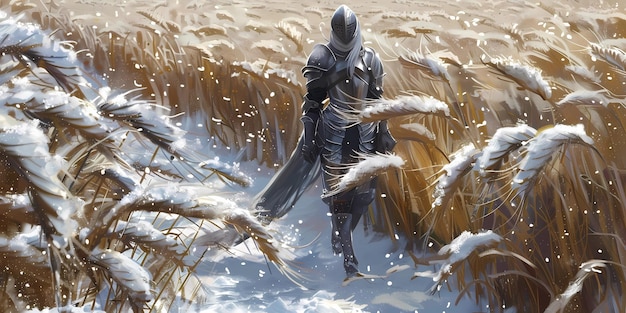 A panel from Vinland Saga manga showing Thorfinn standing alone on a snowy battlefield, with crows circling overhead, symbolizing death and isolation.