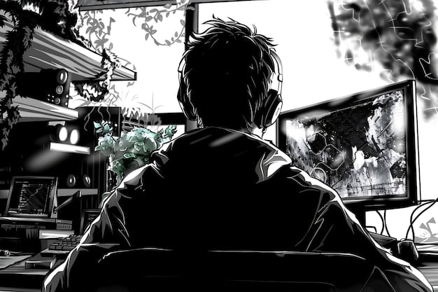 A black and white panel from a Seinen manga showing a protagonist with a conflicted expression, surrounded by chaotic imagery representing internal struggle and societal pressures. The composition is designed to evoke a sense of tension and unease.