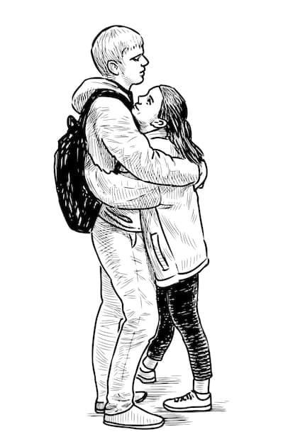 A black and white panel from a school-setting shojo manga. Characters are shown in school uniforms, engaged in a warm group hug, their expressions conveying happiness and camaraderie.