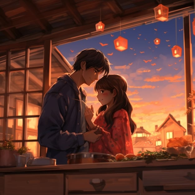 A heartwarming scene from Is manga depicting Iori and Isa sharing a quiet, intimate moment. It could be them studying together, laughing over a shared joke, or simply sitting side by side in comfortable silence. The focus is on their expressions and body language, conveying a sense of closeness and understanding between them. The scene is rendered with soft lighting and delicate details, emphasizing the emotional connection and tenderness of their relationship.