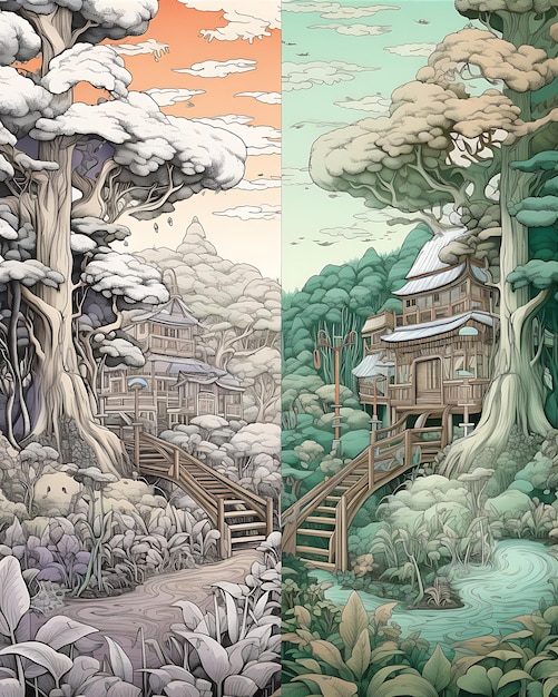A side-by-side comparison of a panel from a shonen manga and a scene from its anime adaptation, both depicting the same pivotal moment in the story. The image aims to illustrate how closely the anime's visuals and storytelling match the original manga. Include close-ups of character expressions and key details to highlight the fidelity in adaptation.